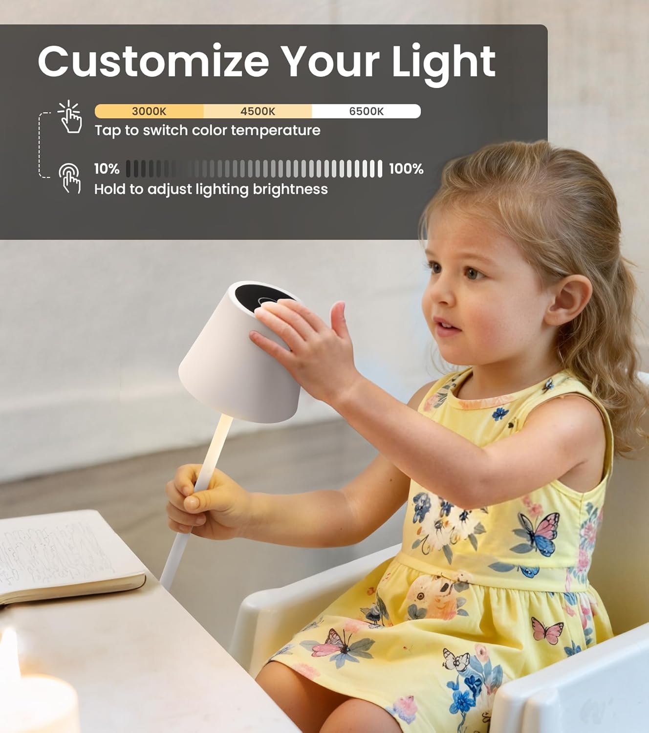 3 Pack Cordless Table Lamp, Portable Battery Operated Lamp with 3 Color Temps and Stepless Dimming, Rechargeable Table Lamp for Dinner, Desk, Cafe, Outdoor (White)