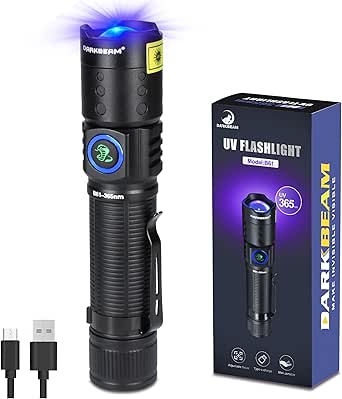 Spriak UV-Taschenlampe, Wiederaufladbar Per USB Und Magnetische Taschenlampe, 3-in-1 Schwarzlicht & 1000 Lm T6 LED-Taschenlampe Mit Clip, Zoombar, Wasserabweisend Für Haustier-Urinflecken - Foto 8