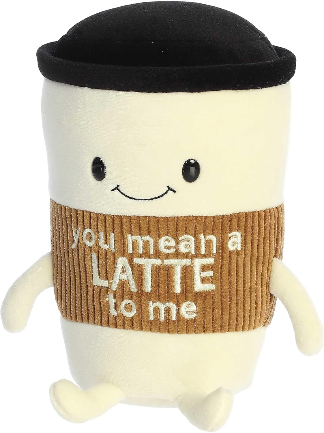 Aurora® Witty JUST Sayin'™ You Mean A Latte™ Stuffed Animal - Expressive Characters for Decorative Charm - Quirky Birthday Gifts for Kids and Adults - White 9 Inches