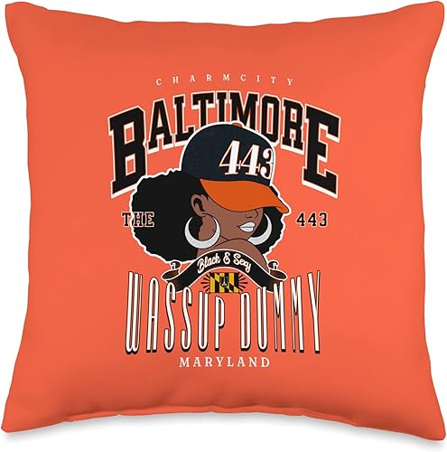 Miniatura 5 de Around the Way Girls Baltimore Area Code 443 443 Area Code Baltimore Maryland Flag Black Girl Bmore Pride - Almohada de 18 x 18 pulgadas, multicolor