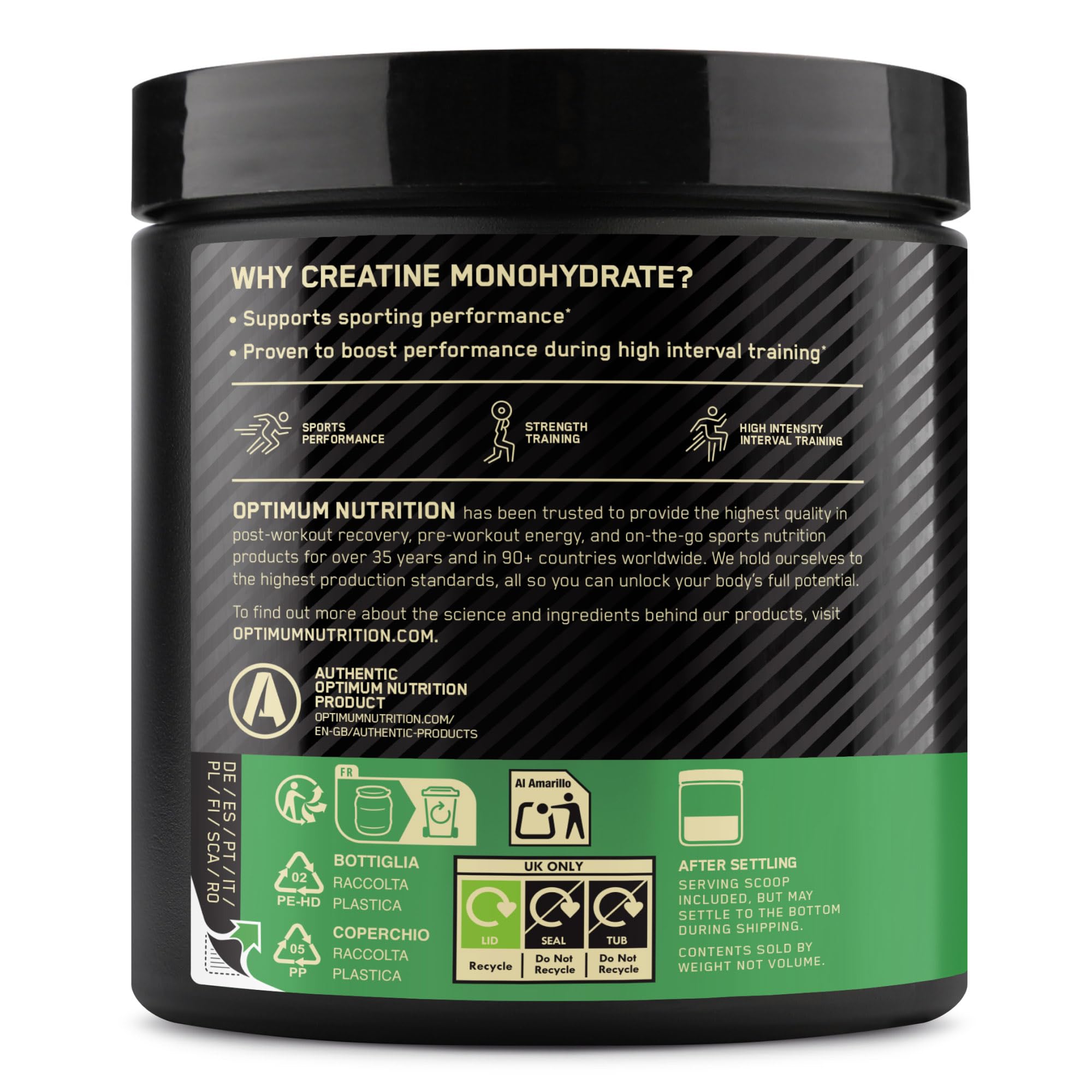 Optimum Nutrition Creatina Micronizzata in Polvere, Gusto Arancia, 247.5g, 55 Porzioni