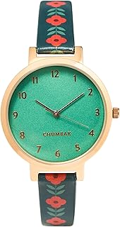 TEAL BY CHUMBAK Round Dial Analog Watch for Women|Early Blossom Collection| Solid Vegan Leather Strap|Gifts for Women/Girls/Ladies |Stylish Fashion Watch for Casual/Work