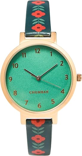 TEAL BY CHUMBAK Round Dial Analog Watch for Women|Early Blossom Collection| Solid Vegan Leather Strap|Gifts for Women/Girl...