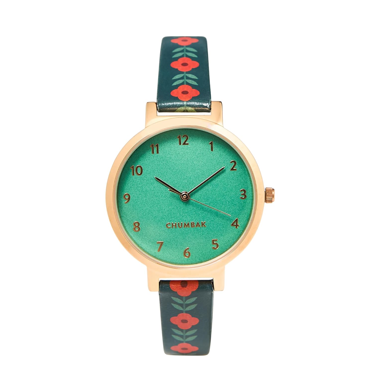TEAL BY CHUMBAK Round Dial Analog Watch for Women|Early Blossom Collection| Solid Vegan Leather Strap|Gifts for Women/Girls/Ladies |Stylish Fashion Watch for Casual/Work