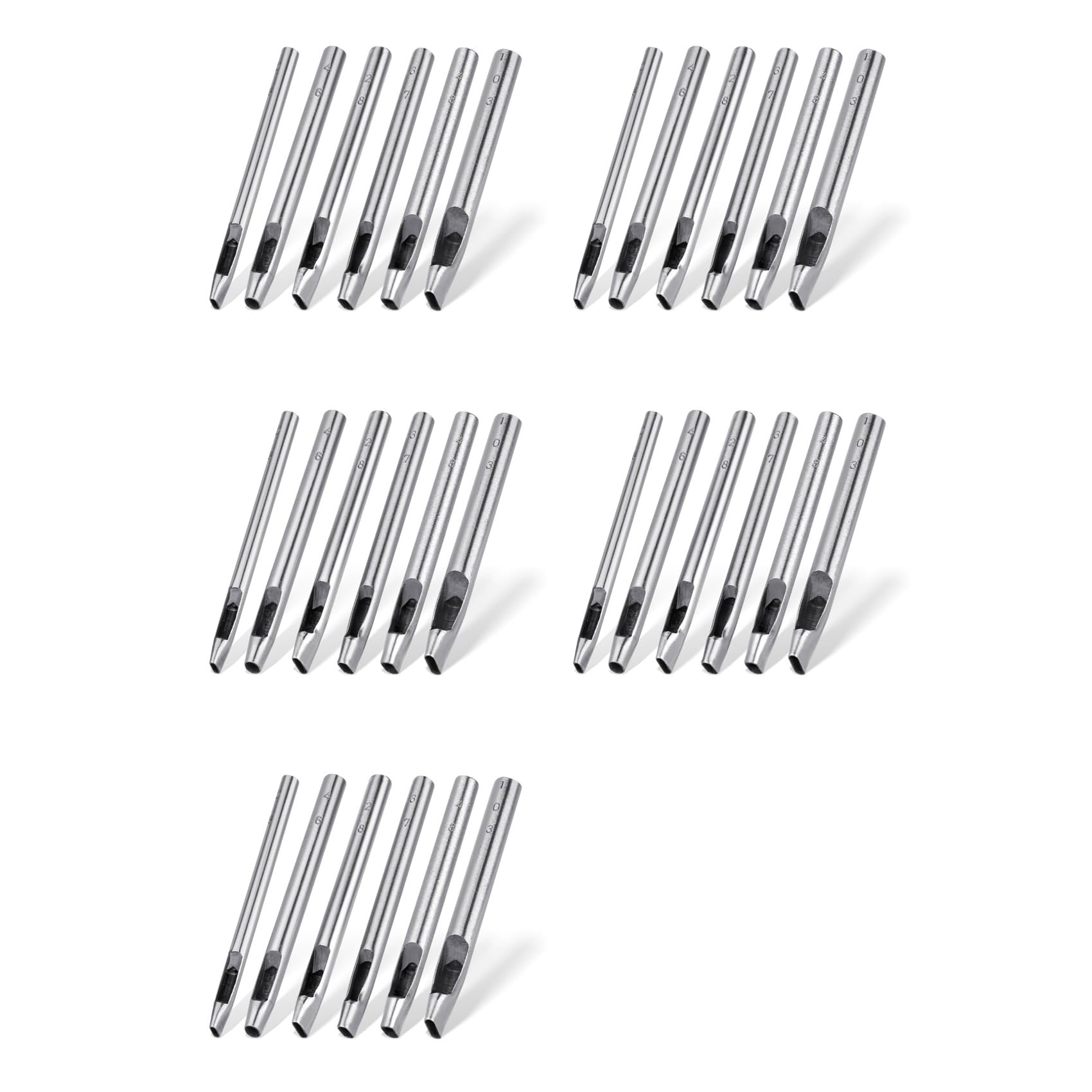 Ctrlzs 30X 6 Sizes Oval Hole Punch For Leather 6Mm-10Mm Hollow Leather Crafting Hand Punching Tool Kit For Leather Crafting