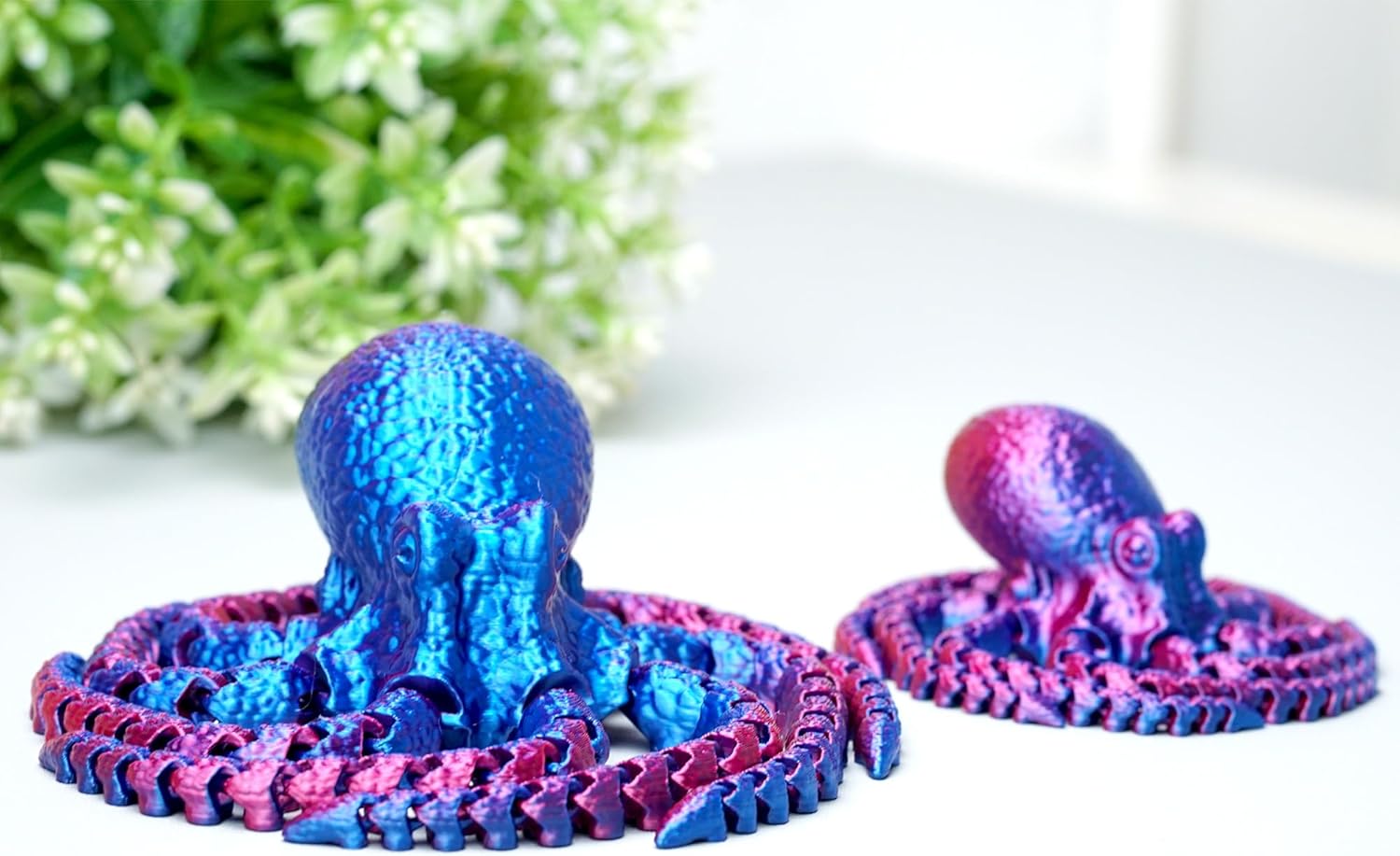 2pcs 3D Printed Octopus Model,Flexible Realistic Articulated Animal Fidget Toys,Mystery Figurines Gifts for Easter,Executive Desk Funny Décor and Festival Collectible,Easter Basket Stuffers (RB)