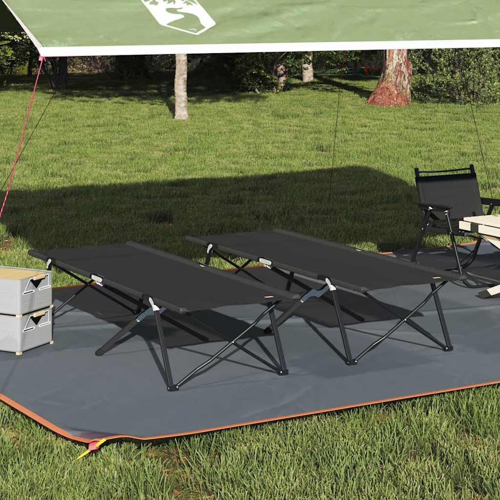 Generisch Klapp Schlafbett fürs Camping 2 pcs Schwarz 206 x 76 x 74 cm,Sportartikel,Outdoor-Aktivitäten,Camping Wandern,Camping-Möbel,Feldbetten-42003169