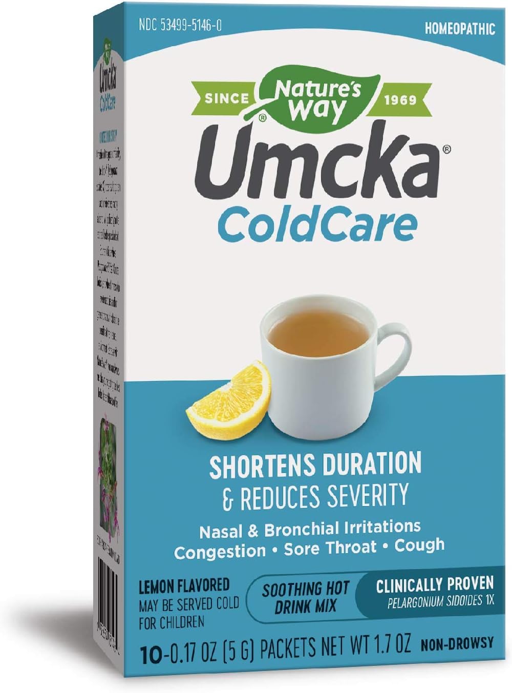 Umcka ColdCare Soothing Hot Drink Lemon - 10 Packets by Nature's Way