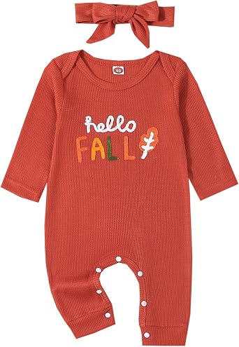 Baby Newborn Clothes for Girls Hello World Infant Waffle Knit Romper Long Sleeve Bodysuit Jumpsuit Coming Home Outfit