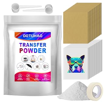 DOTUHAO DTF Powder, DTF Transfer Powder, DTF Transfer Film and Powder Kit for Sublimation, Direct-to-Film Transfer for Any Fabric, DTF Starter Kit for DTF & Sublimation Printer White,8oz