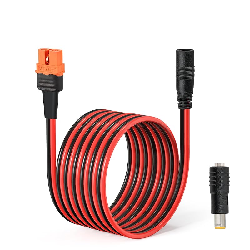 Cabo XT60i fêmea para DC 8 mm fêmea ELFCULB, fio 14AWG UL2468, 3,05 m, DC7909F para XT60IF