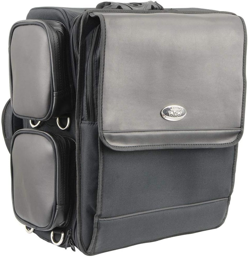Milwaukee Leather MP8185 Large Black '4 Pocket' PVC Motorcycle Travel Sissy Bar Bag - One Size