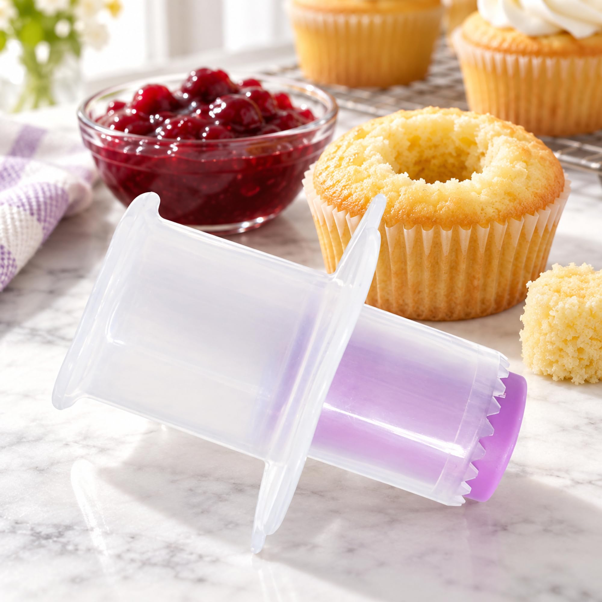 Plastic Cupcake Corer for Filled Cakes and Desserts, Handheld Baking Tool for Hollowing Centers and Adding Fillings