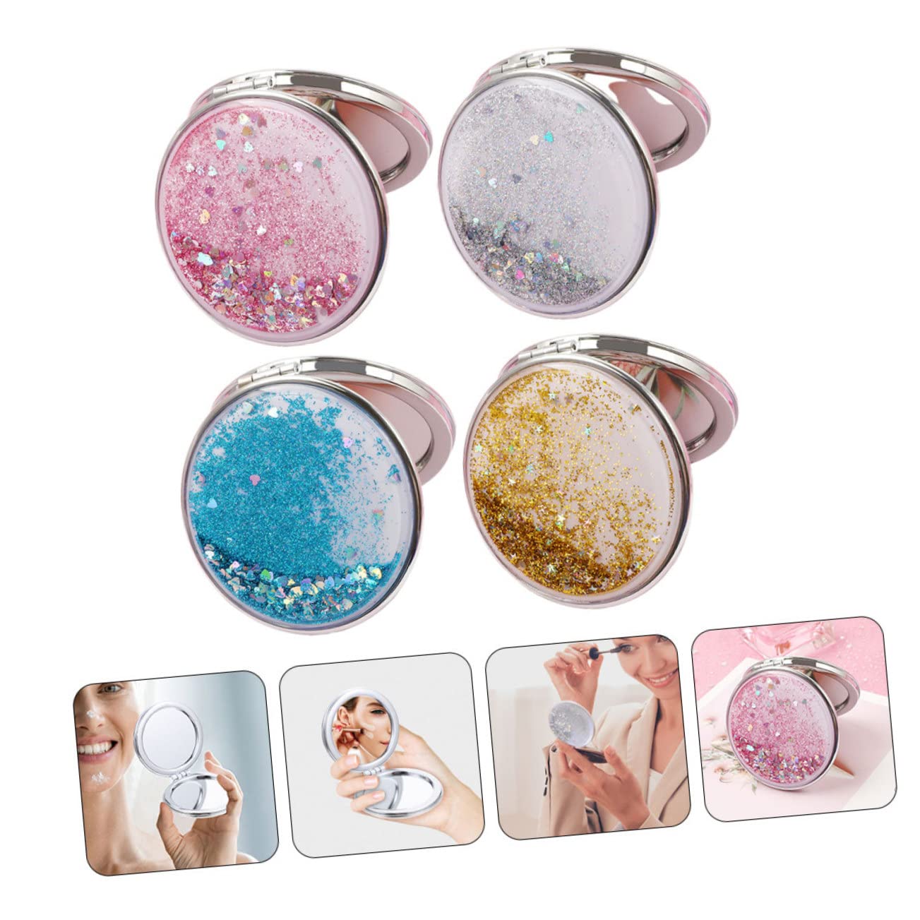 Espejo de Viaje Plegable Doble Cara Abs 4 Piezas Compacto