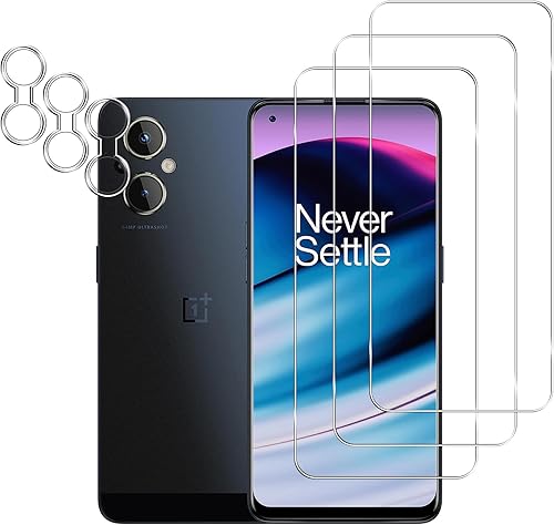 KELOLIN Paquete de 3+3 Protector de pantalla y protector de lente de cámara para OnePlus Nord N20 5G, protector de pantalla de vidrio templado