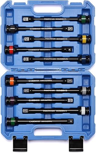 CASOMAN Juego de 10 barras de extensión de par codificadas por colores de 12 pulgada de longitud, 65 a 150 pies-libras (90 a 200 Nm), juego de
