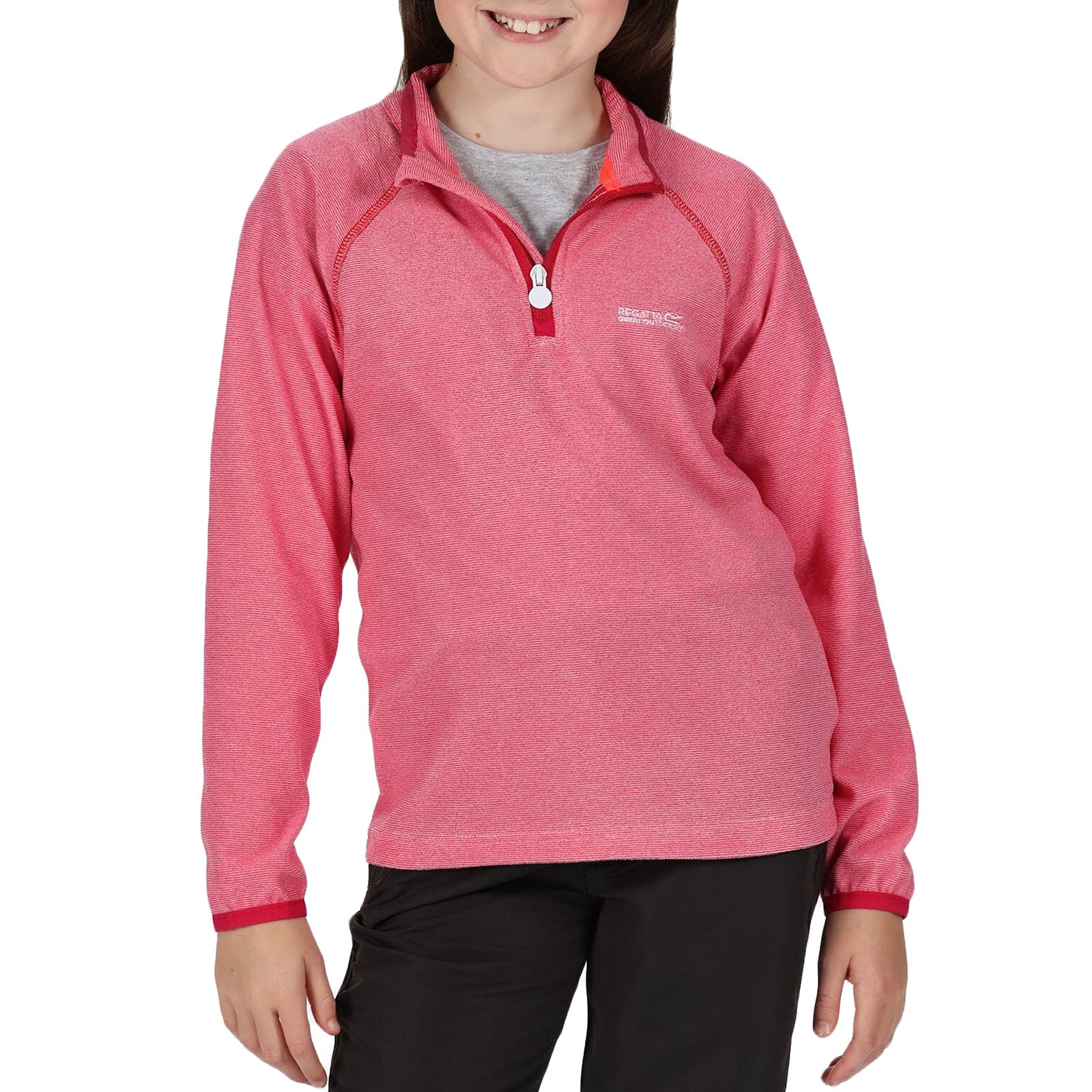 Regatta Pink Kids Loco Half Zip Mini Stripe Fleece - 3-4Yrs