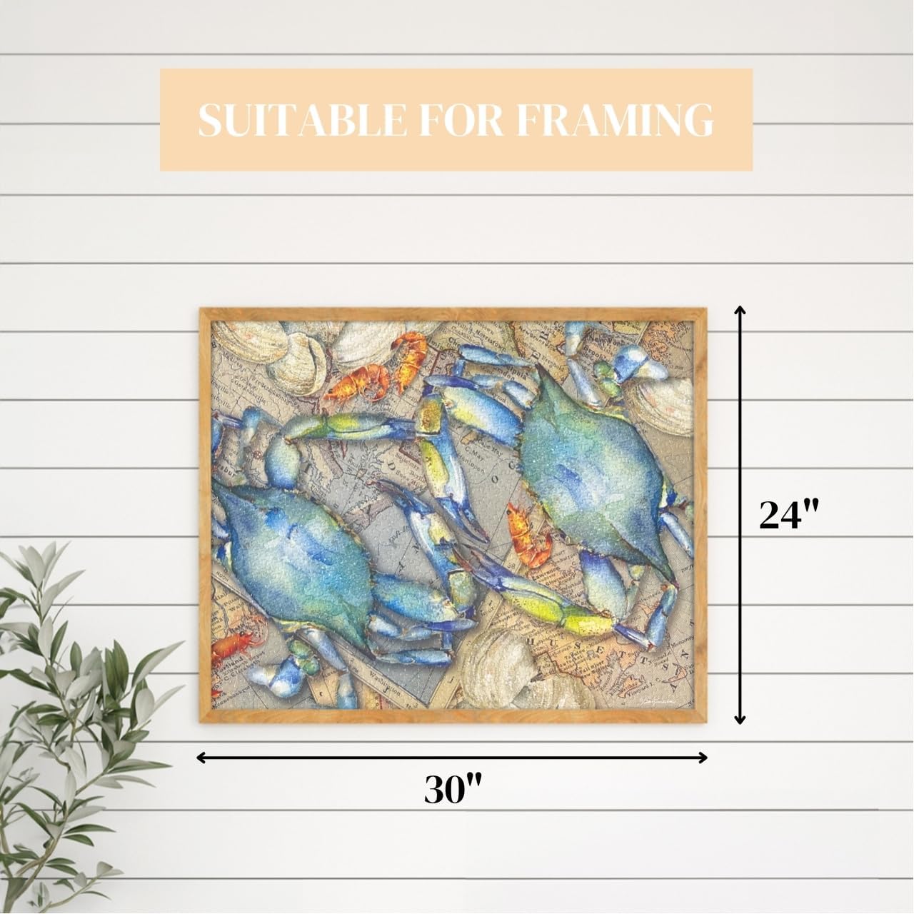 Heritage Puzzle - Blue Crab Bounty by Barb Tourtillotte 1000 Piece Puzzles for Adults - Under the Sea Marine Chart Art - Frameable Jigsaw Puzzle 24" x 30" Finished Size