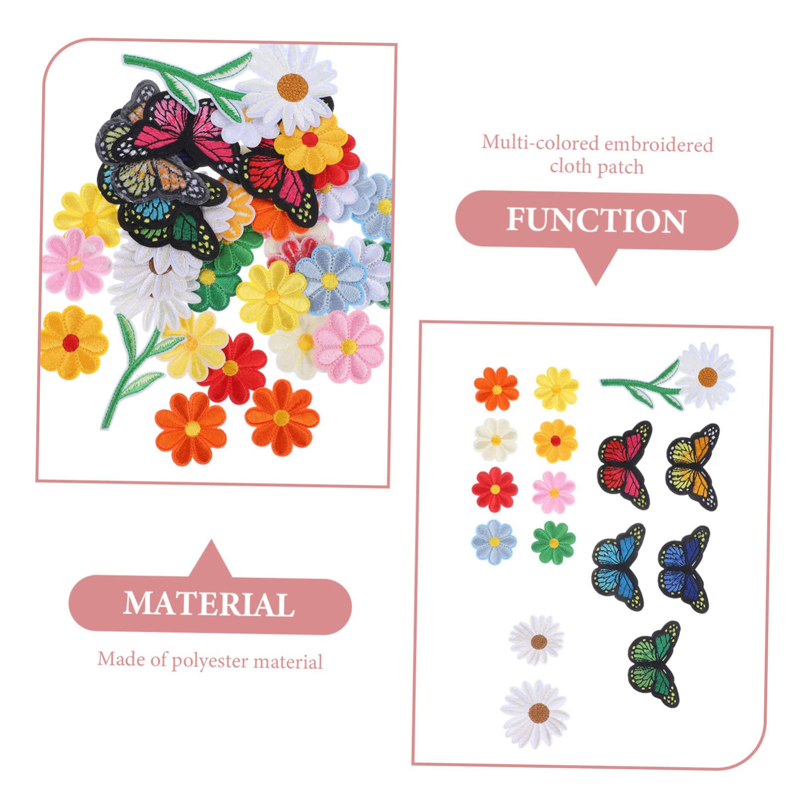 EXCEART 195 Stk Gestickter Stoffaufnäher Blumenbeete Für Kinder Dekorative Patches Abzeichen Annähen Frühlingsblumenbeete Gestickte Blumenflecken Patch-jeans Jahrgang Polyester Kombination