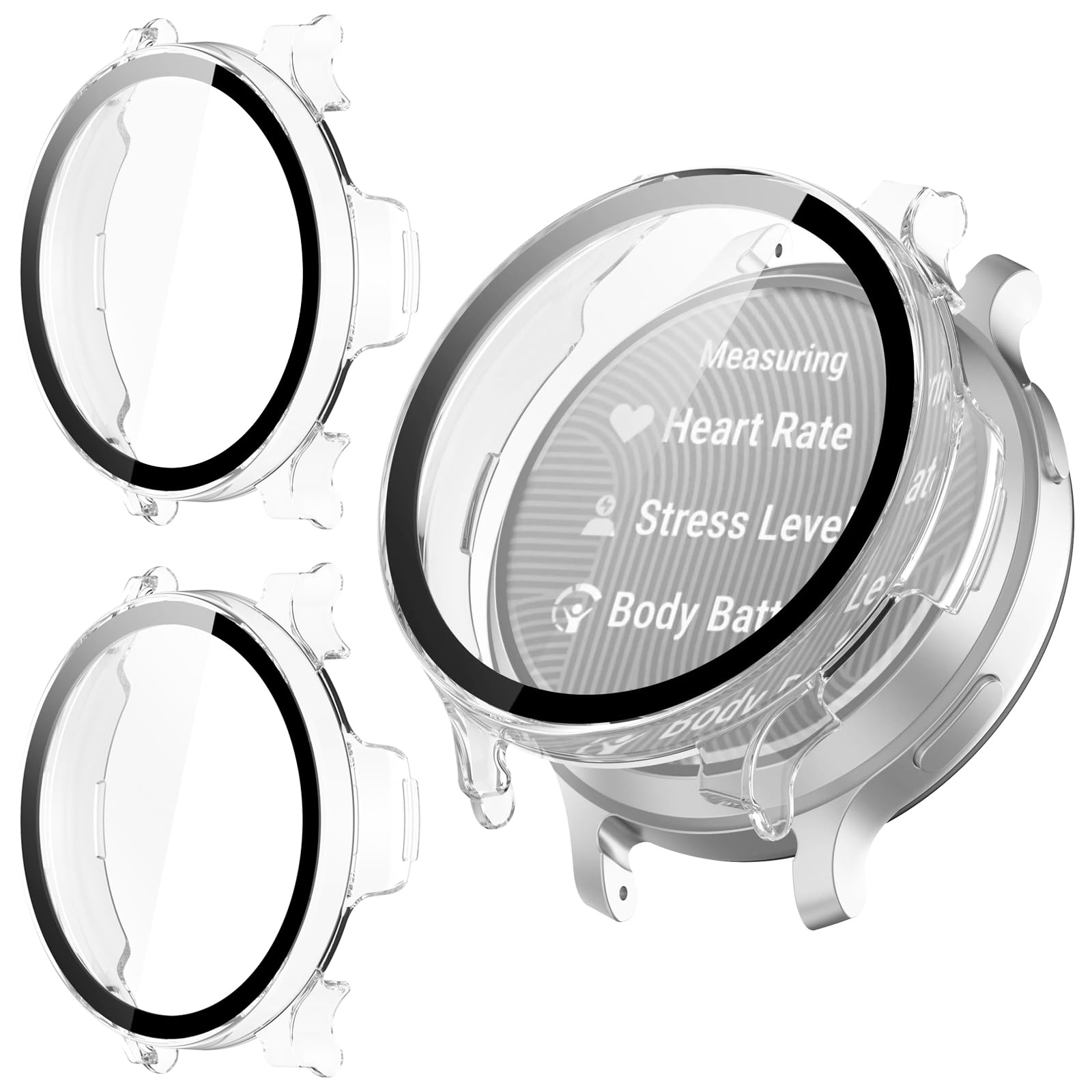 Lot de 2 coques de protection d'écran pour Garmin Lily 2 Active - Couverture complète - Accessoires de protection en verre trempé intégré