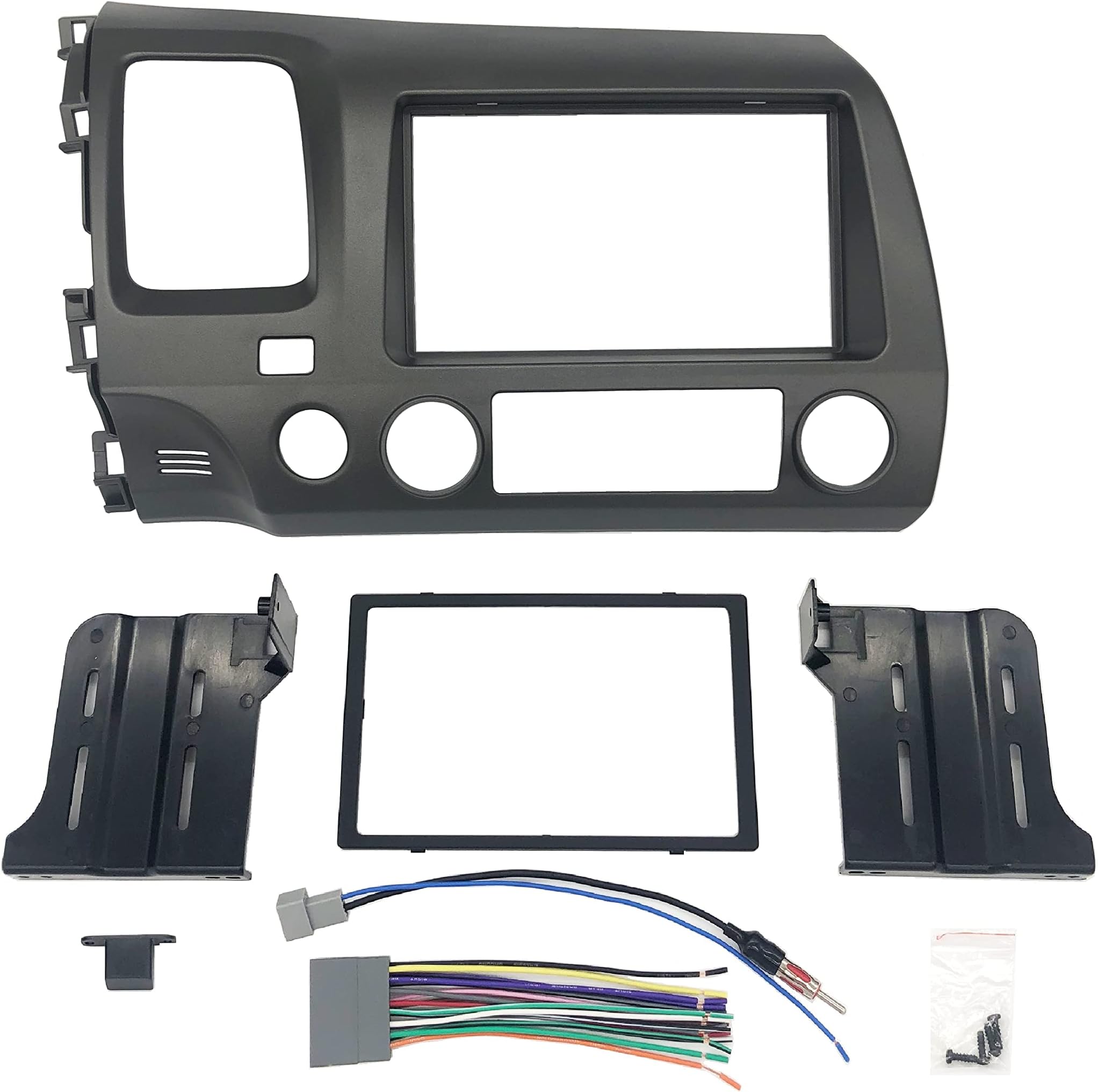 Custom Install Parts 2006 2007 2008 2009 2010 2011 Earth Taupe Aftermarket Radio Stereo Double Din Install/Installation Dash Kit with Wiring Harness and Antenna Adapter FITS honda civic