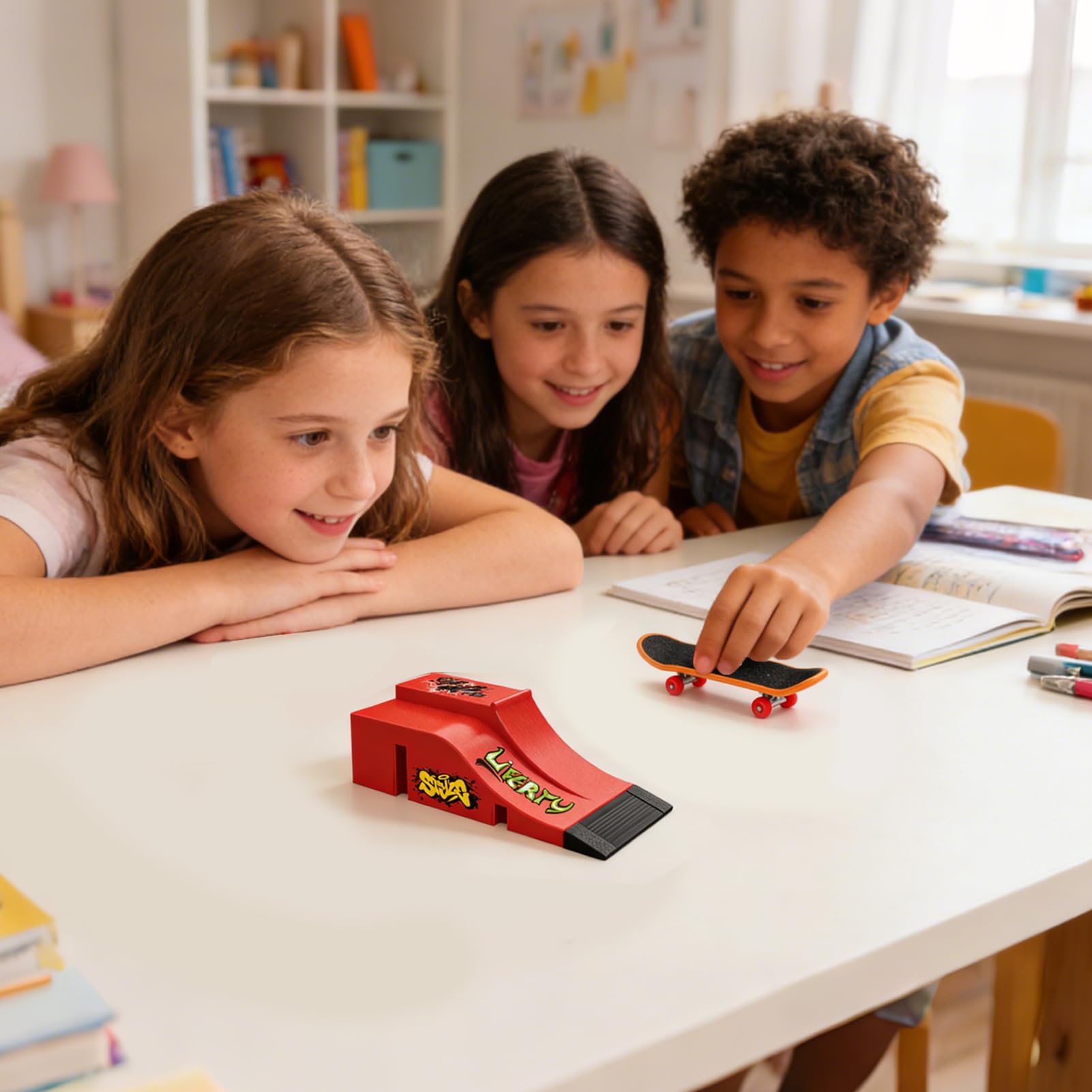Kit di fingerboard, piccolo ricambio per allenamento, rampa di ostacolo per skateboard, per interni, esterni, casa, classe, viaggi, adulti, bambini, donne, uomini