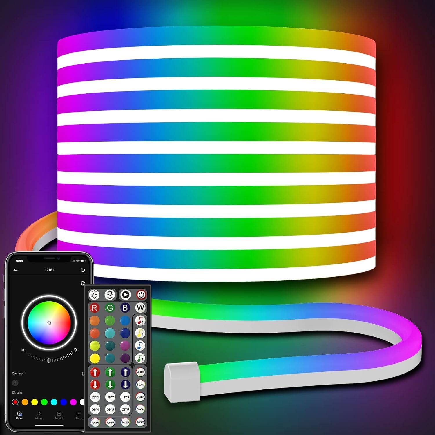AILBTON Led Rope Lights 18m, Control with App/Remote, Flexible Led Rope Lights, Multiple Modes, IP65 Outdoor RGB Neon Waterproof, Music Sync Gaming Strip Lights for Bedroom Indoor