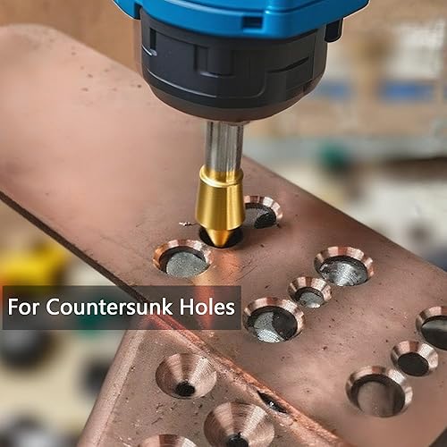 Miniatura 4 de LC LICTOP Juego de 4 brocas avellanadoras con revestimiento de titanio de 90 grados, avellanador HSS y herramienta de desbarbado para ajuste de