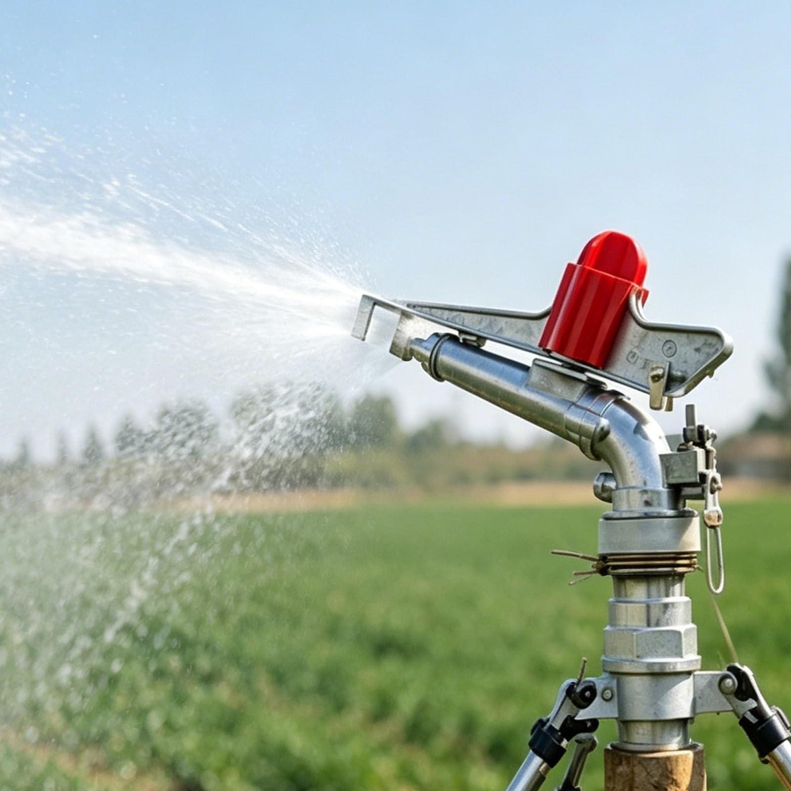 Cabezal De Aspersor Grande para Áreas Grandes, Herramienta De Riego De Largo Alcance De 360°, Distribuidor De Cañones De Agua De Aleación De Zinc De Alta Presión, Trípode Ajustable O Configuración