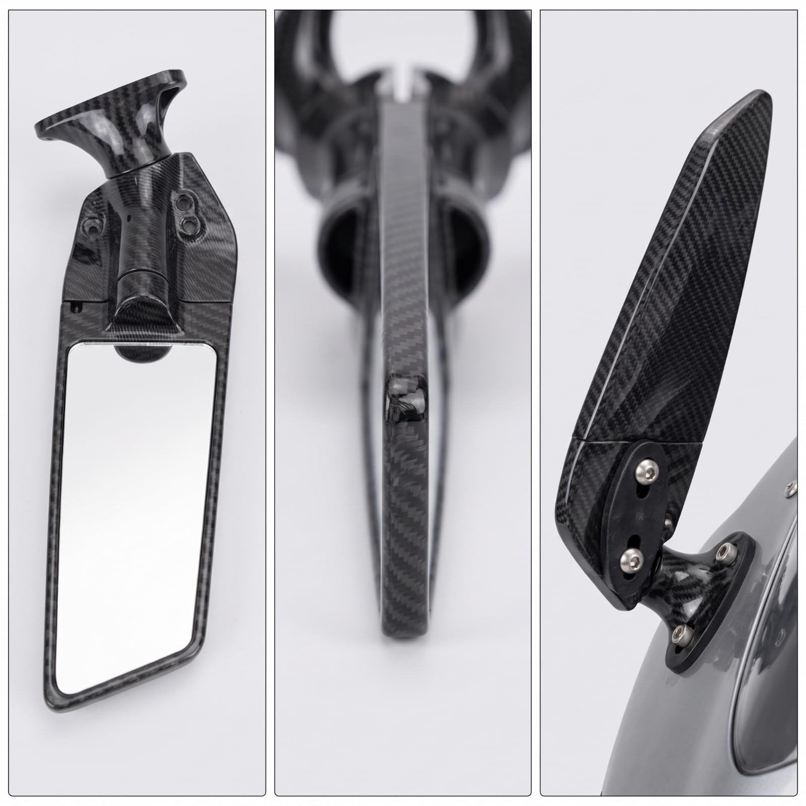 Specchietti Retrovisori Carbon Look Specchietto da Manubrio Aerodinamico Specchietto con Attacco Filettato per ciclisti, Pista
