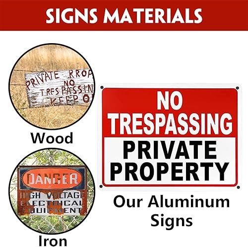 Miniatura 4 de Paquete de 2 letreros de metal de propiedad privada de 10 x 7 pulgadas, 40 mil, de aluminio libre de óxido, impresión UV, resistente a la