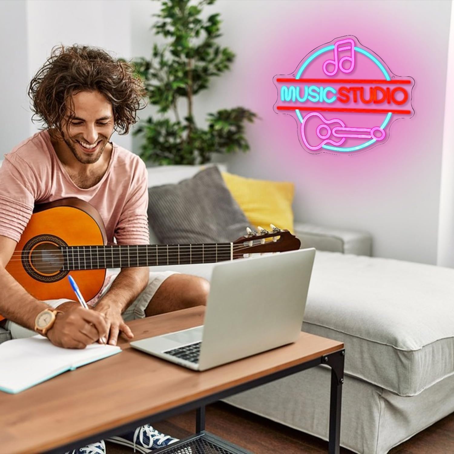 Music Studio LED neonowe sygnały na ścianę dekoracje ścienne neon akrylowe światła LED z zawieszonym łańcuchem oświetlające znaki do dekoracji sypialni dyplom bar pub 5V USB