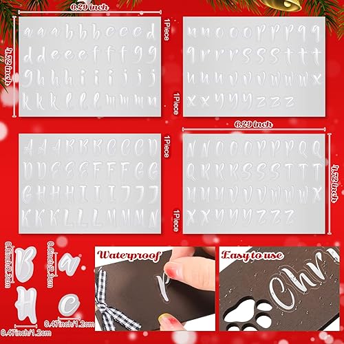 Miniatura 4 de 12 etiquetas de madera con nombre para calcetines de Navidad, etiquetas de madera para calcetines de perro con lazos a cuadros y 4 calcomanías de