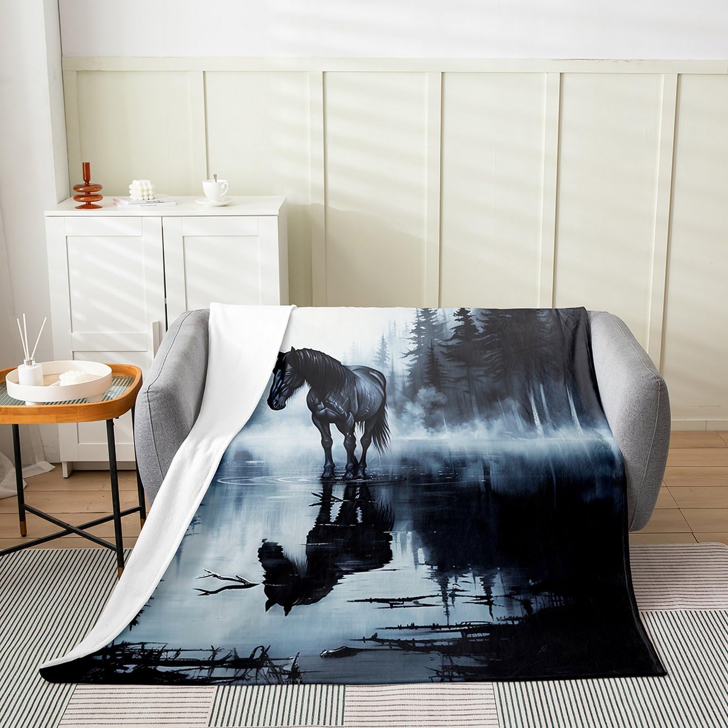 Western Cowboy Fleece Blanket,Retro Animal Bull Skull Cowboy Hat Boots Bed Blanket for Kids Teens,Bohemian Tribal Mandala Floral Brown Flannel Blanket for Room Decor,Queen 90"x90"