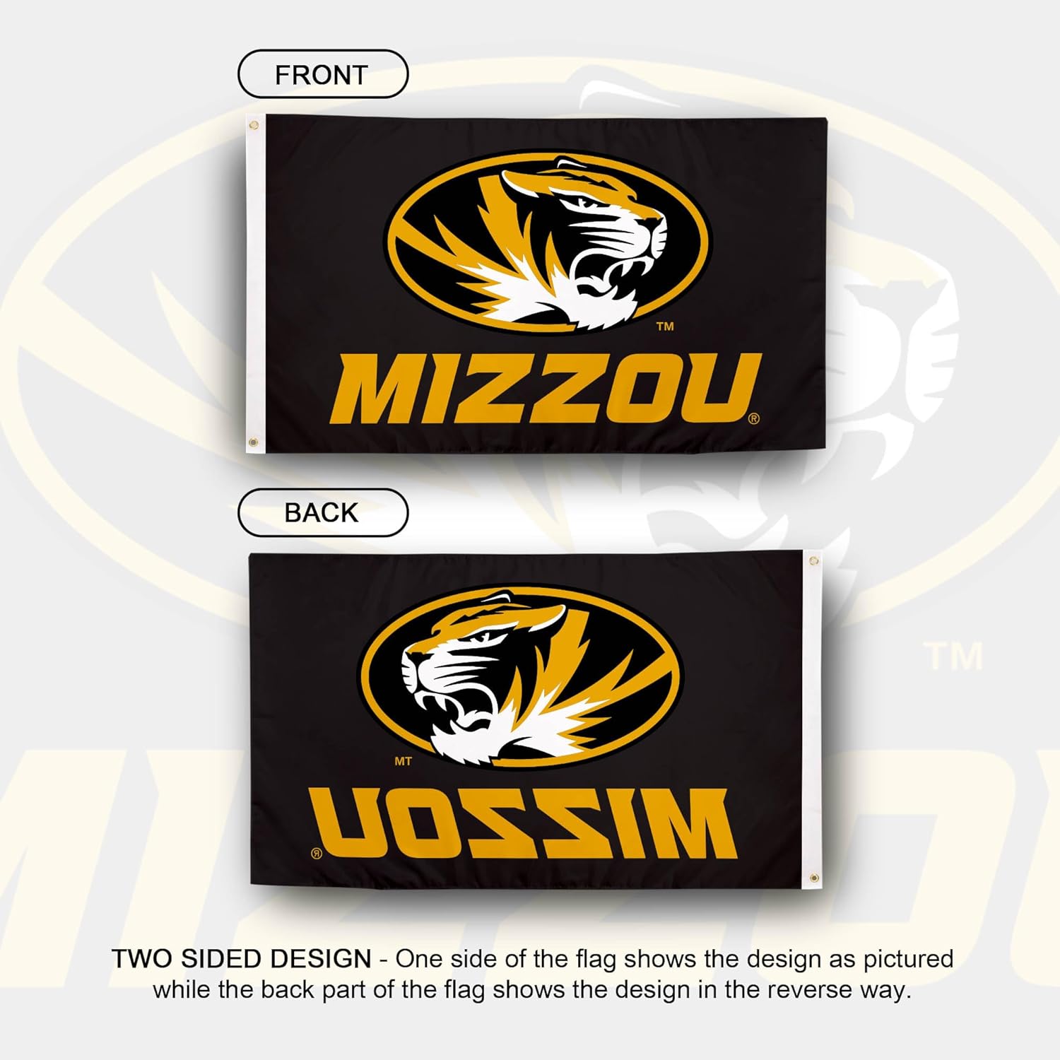 Desert Cactus University of Missouri UM Flag - 3 x 5 Feet Tigers Banner, Indoor/Outdoor Durable Fabric, 100% Polyester Design (Style 4)