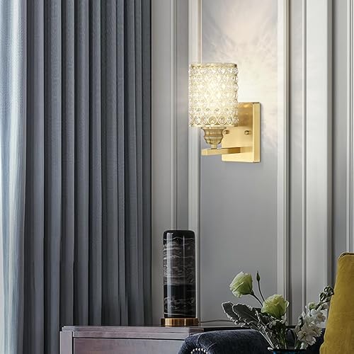 Miniatura 7 de Leading Lighting Paquete de 2 apliques de pared de cristal con acabado champán, lámpara de pared de estilo moderno y conciso con pantalla de cristal