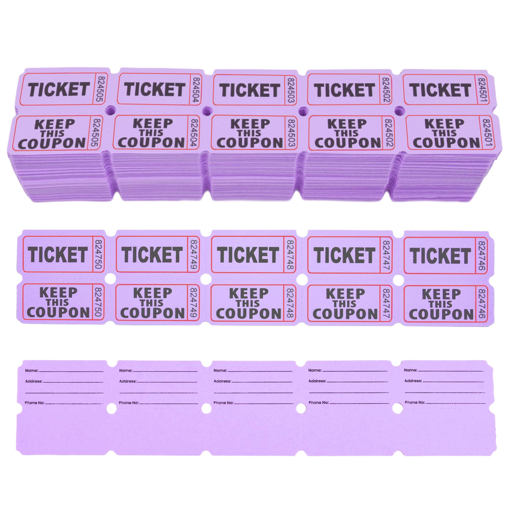 Homrelaxy 2000 Pcs 1000 Pairs Raffle Tickets, 50/50 Double Raffle Tickets