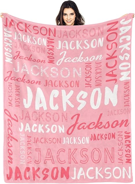Personalized Name Blanket Customized Baby Blankets for Girls Boys Adults Monogrammed Blankets and Throws Christmas Birthday Mothers Fathers Valentines Day Gift