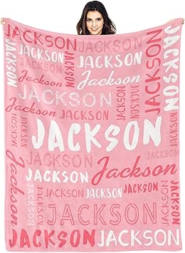 Personalized Name Blanket Customized Baby Blankets for Girls Boys Adults Monogrammed Blankets and Throws Christmas Birthday Mothers Fathers Valentines Day Gift