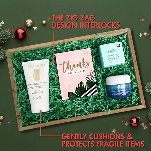 Miniatura 4 de MagicWater - Papel de corte arrugado para cestas de regalo, 2 onzas, verde, perfecto para relleno de papel triturado, relleno de cestas, cajas de