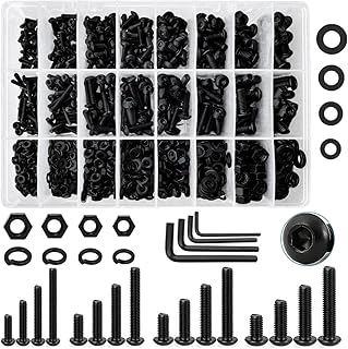 1120Pcs Metric Screw Assortment M3 M4 M5 M6, Bolts and Nuts Kit with Flat&Lock Washers, Metric Bolt Assortment, Grade 10.9 Alloy Steel, Button Head Machine Screws Nuts and Bolts Assortment Kit