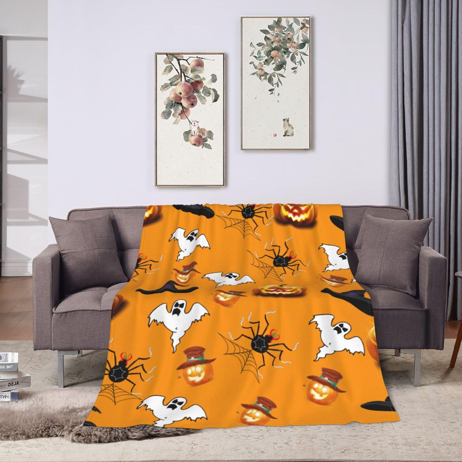 Ulta Coperta Halloween Morbida In Pile Di Flanella | 101x76 Cm | Per Picnic, Divano, Bambini, Animali