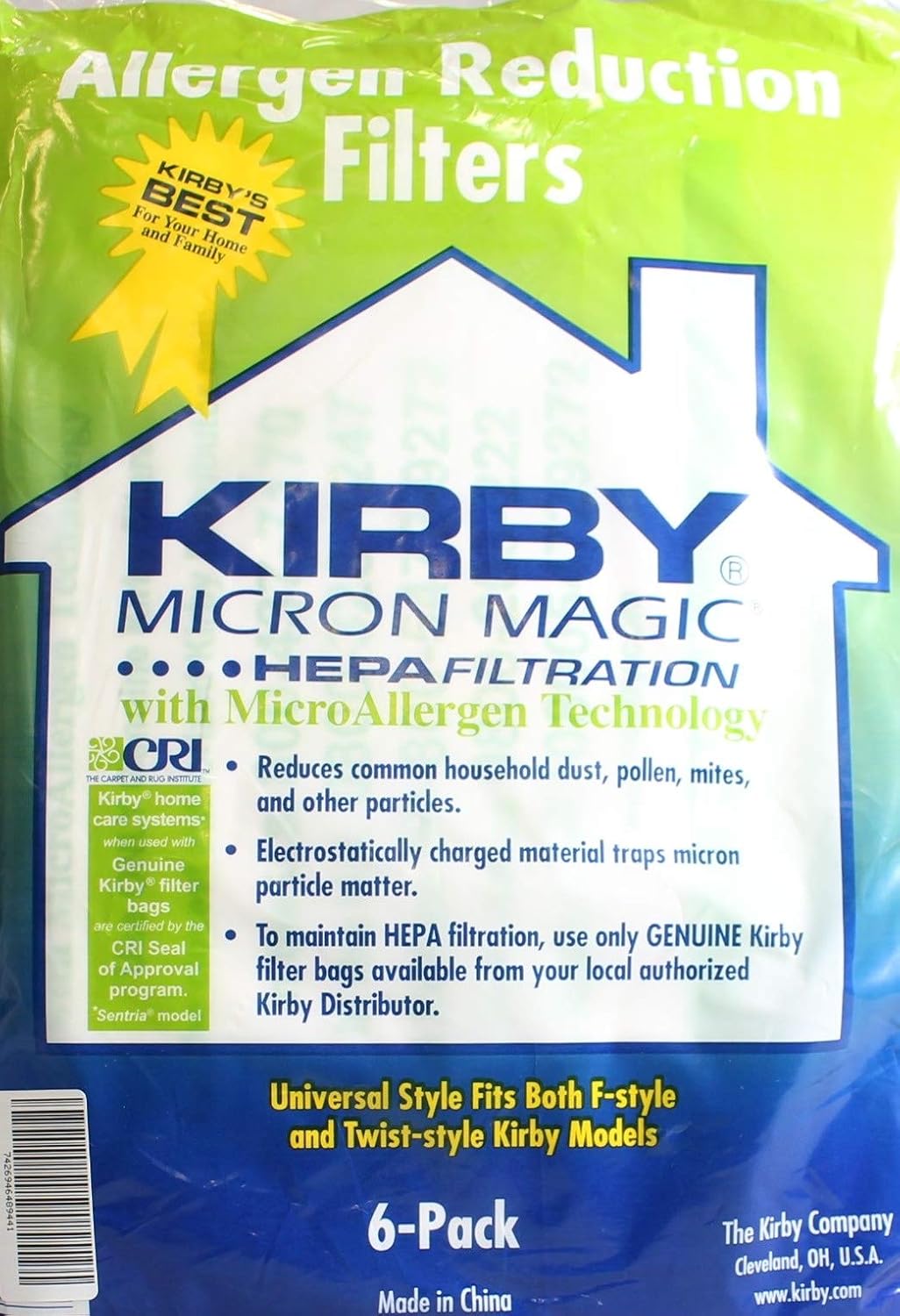 Kirby Generation 3, 4, 5, 6, Ultimate G and Sentria HEPA Bags 6 Pack