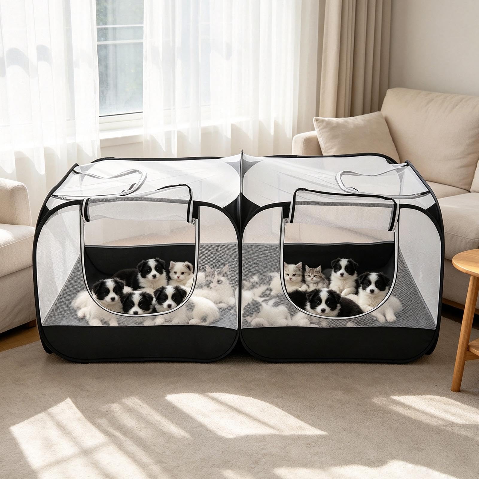 Box per Ampio Recinto Traspirante Pieghevole in Rete Trasparente Conigli | Pollaio Portatile Per Cuccioli Conigli Criceti Cavie Furetti Piccoli Animali Interno Esterno