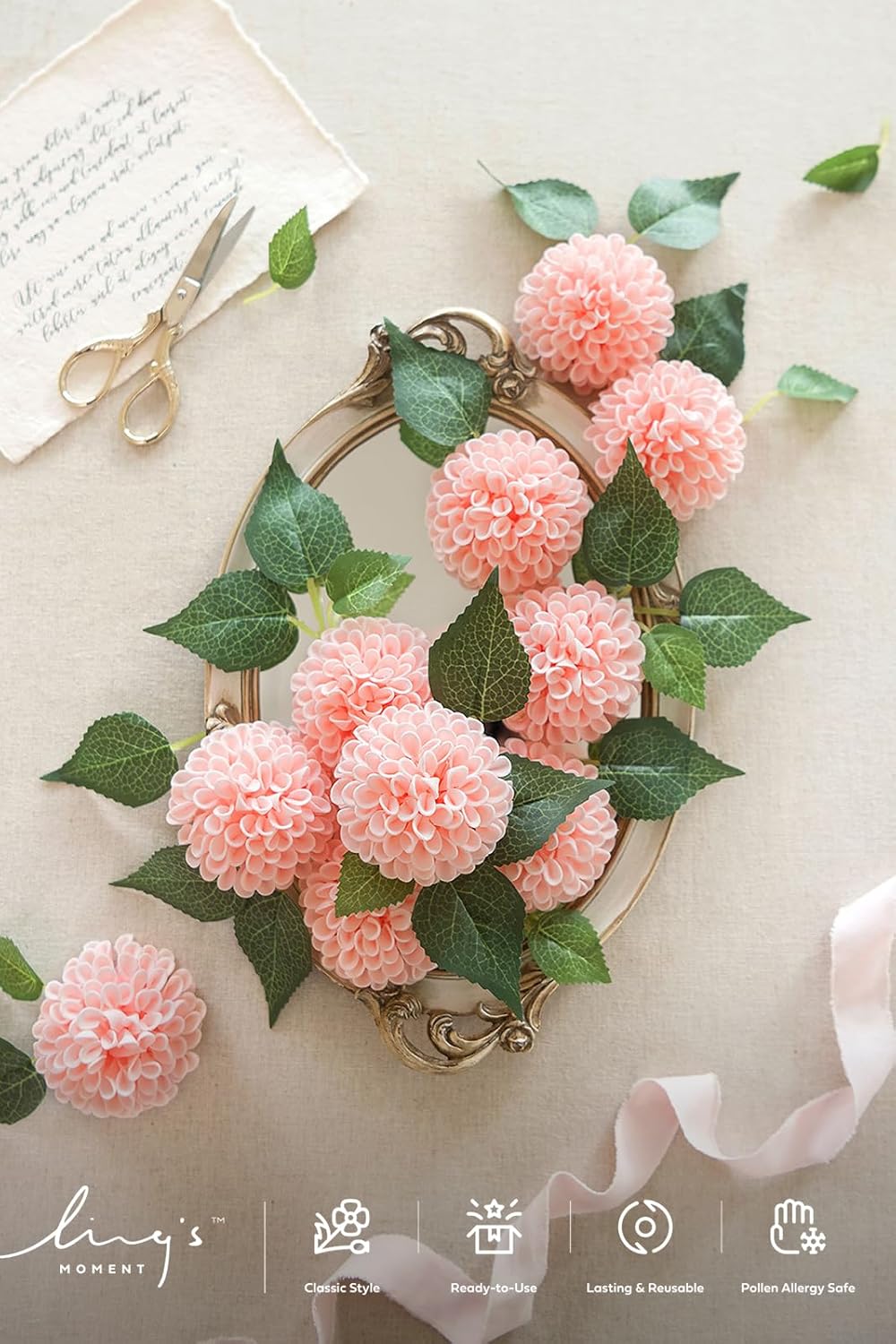 Ling's moment Blush Dahlia Foam Artificial Flowers Real Touch Faux Fake Flower for Home Decor Graduation Baby Shower Decorations Outdoors Party Favors Wedding Gifts Centerpieces Arrangements 25pcs - Image 7