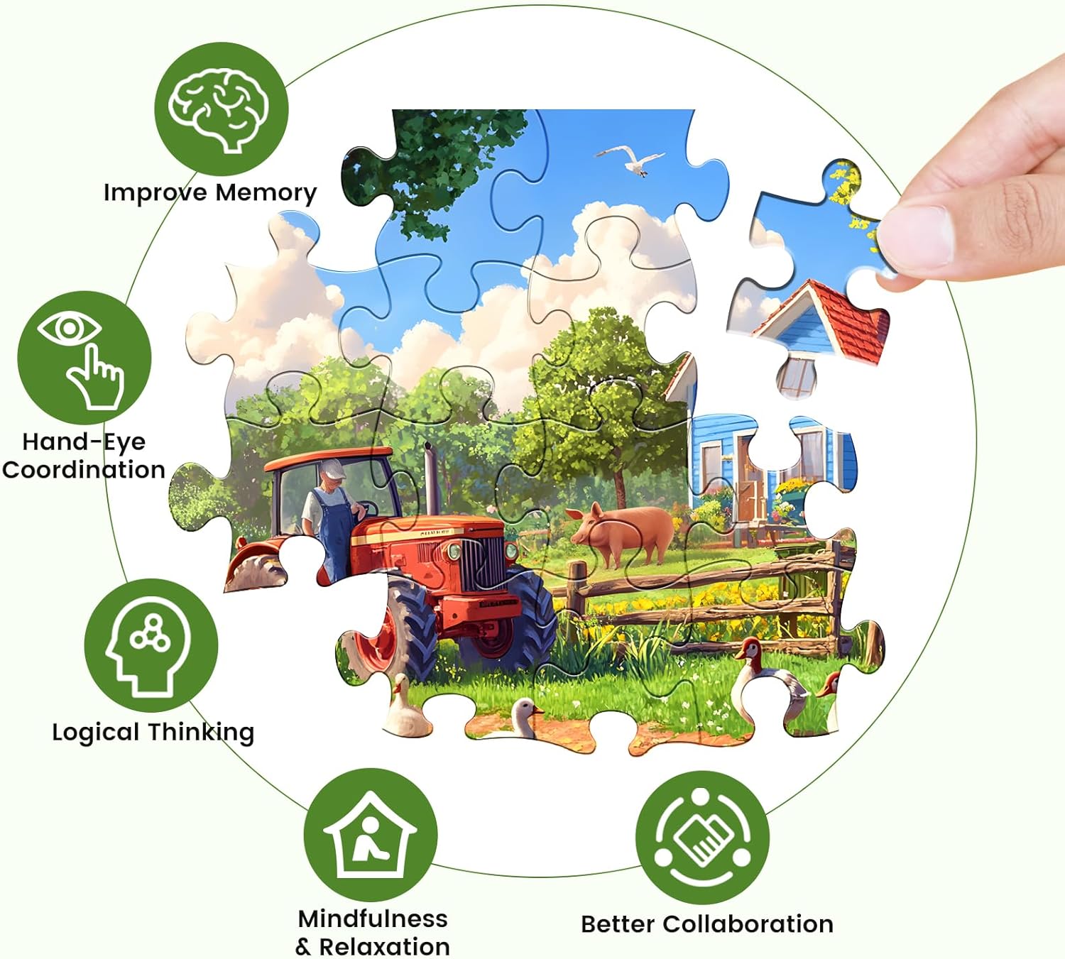 Jigsaw Puzzles 500 Pieces for Adults Farm Puzzles 500 Pieces Adult Puzzles Games Family Challenging Game Great Gift Idea 20.5x15IN