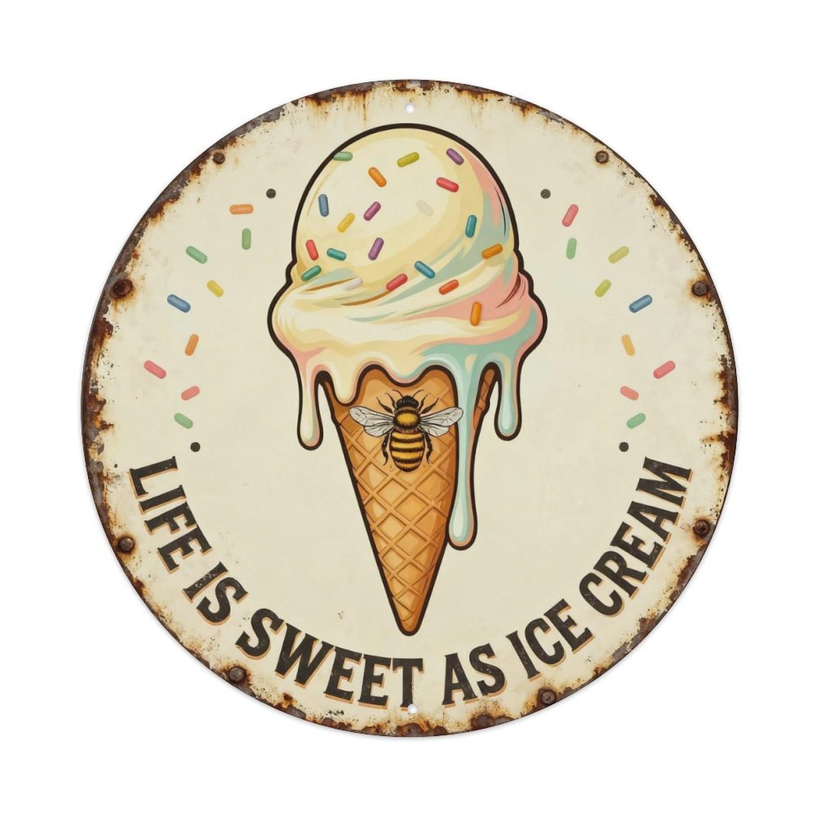 Life Is Sweet As Ice Cream Metal Tin Sign Plaque
