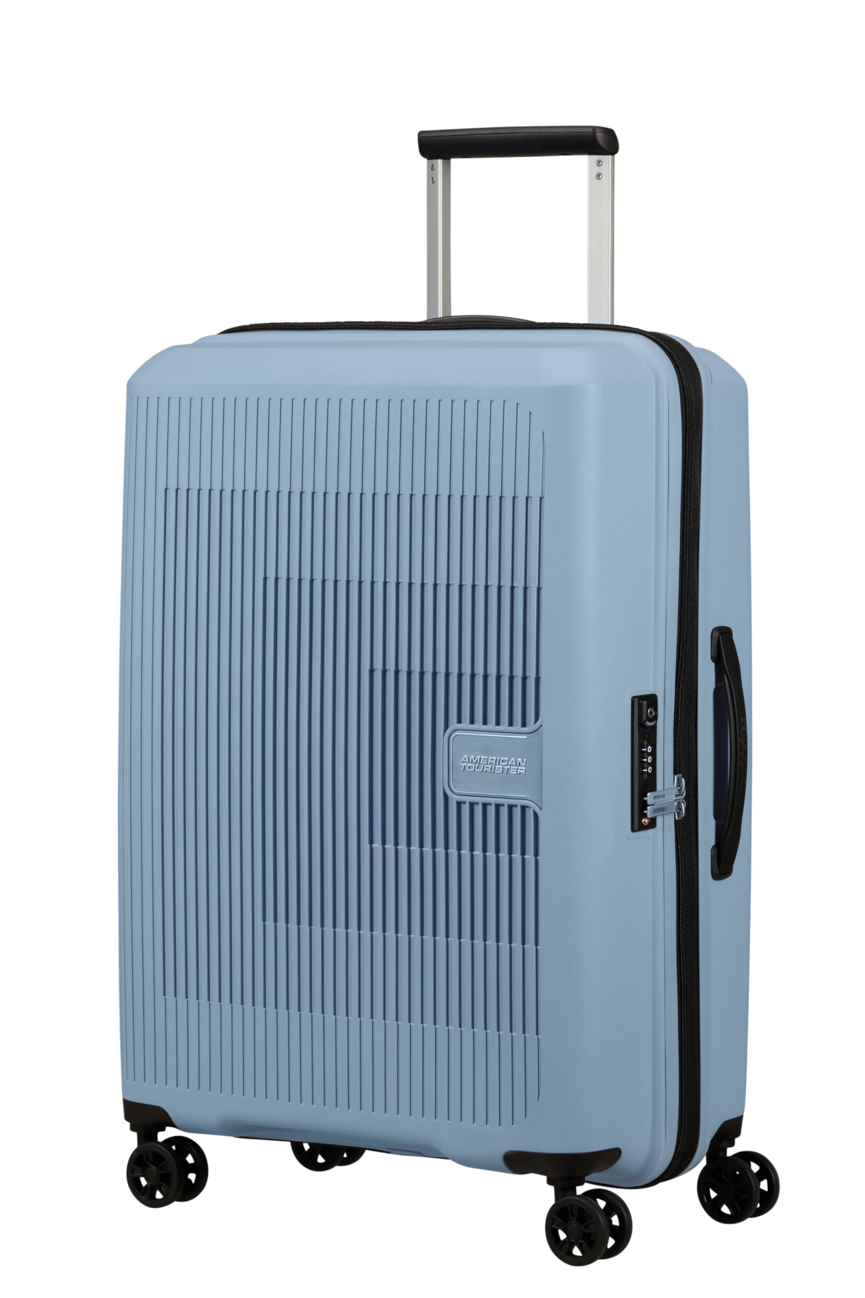 American Tourister Aerostep - Spinner M, Erweiterbarer Koffer, 67 cm, 66.5/72.5 L, Grau (Soho Grey)