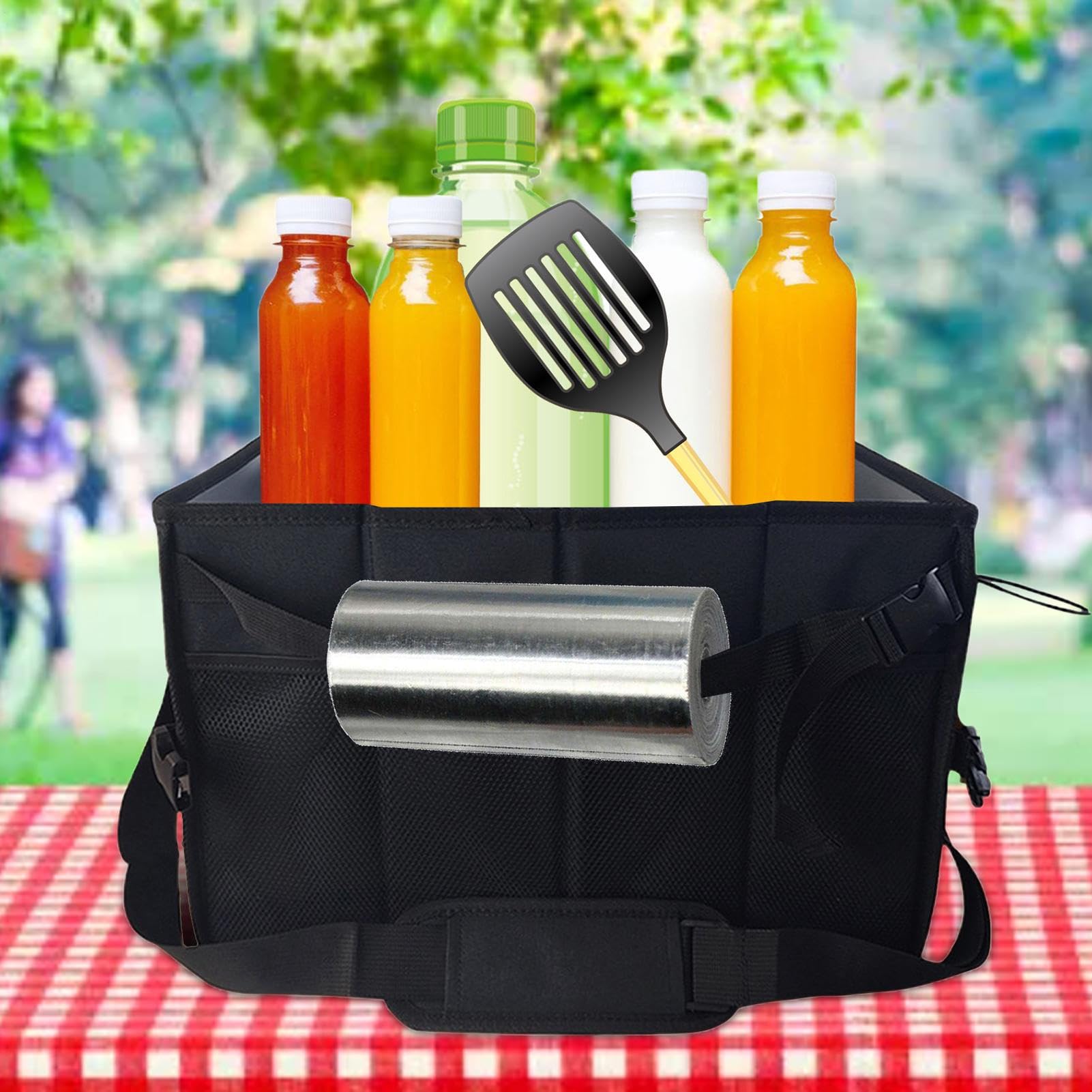 Camping-Küchen-Organizer – stabiler Griff, Grill-Aufbewahrungsbox | großes Fassungsvermögen, Netz-Seitentaschen, Küchenzubehör, Aufbewahrungstasche für Grills