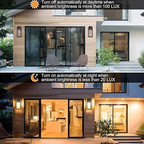 Miniatura 3 de Tipace Farol de pared para exteriores del atardecer al amanecer, lámparas exteriores con sensor marrón, aplique de pared exterior con pantalla de